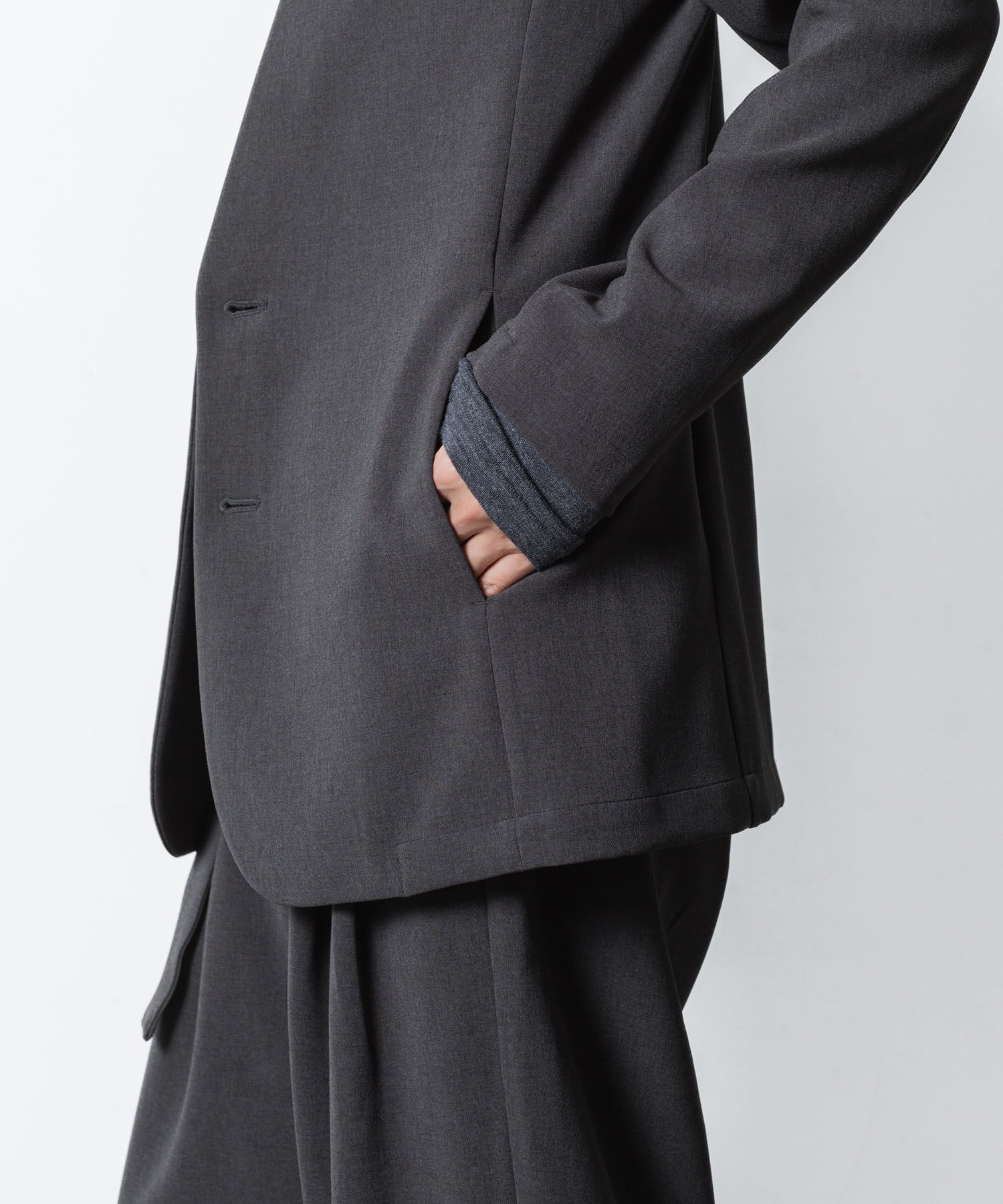 ATTACHMENT アタッチメントのPE STRETCH DOUBLE CLOTH COLLARLESS JKT - X.GRAYの公式通販サイトsession福岡セレクトショップ