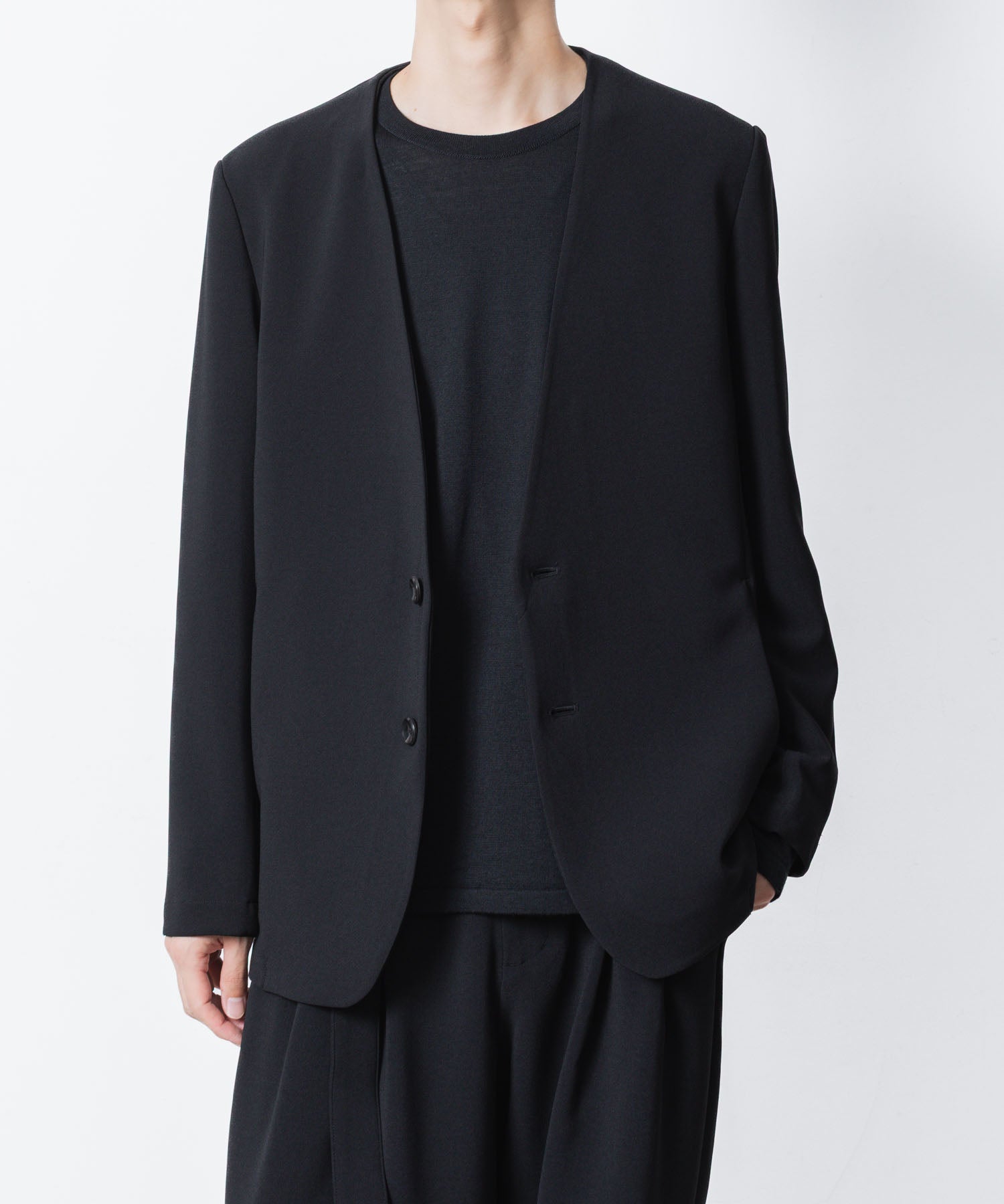 ATTACHMENT アタッチメントのPE STRETCH DOUBLE CLOTH COLLARLESS JKT - BLACKの公式通販サイトsession福岡セレクトショップ