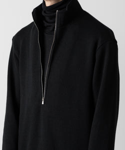 【ato】STAND COLLAR ZIP PULLOVER - BLACK