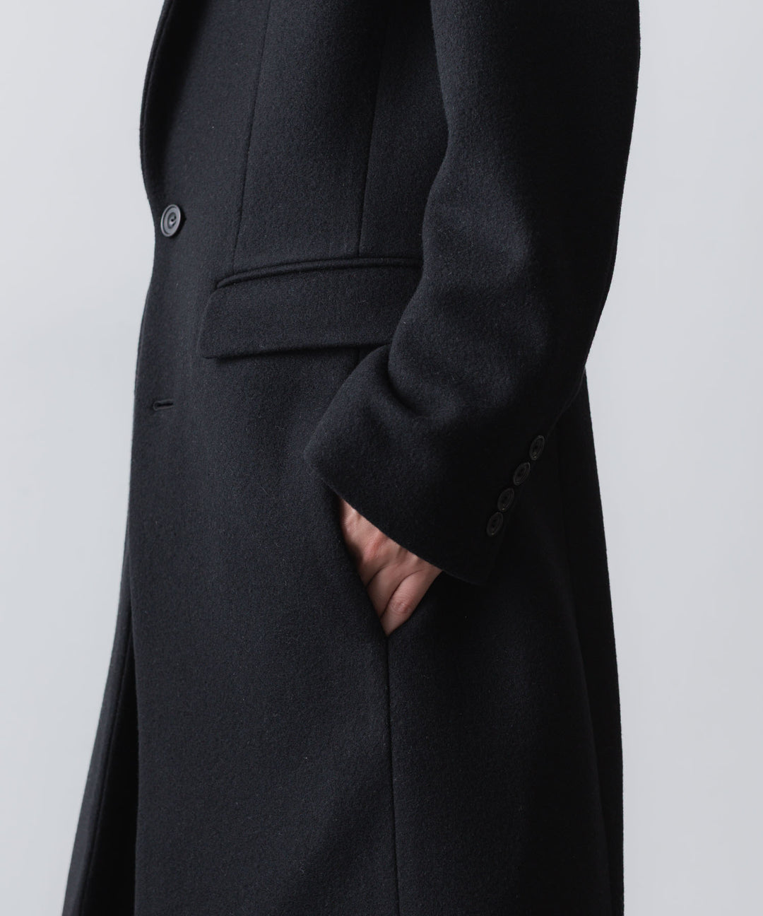 ato(アトウ)のENGLAND LAMB CHESTERFIELD COAT - BLACKの公式通販サイトsession福岡セレクトショップ