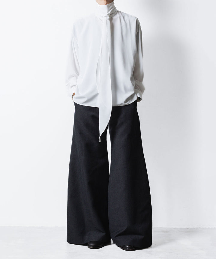 ato(アトウ)のRECYCLE POLYESTER/WOOL WIDE FLAIR PANTS - BLACKの公式通販サイトsession福岡セレクトショップ