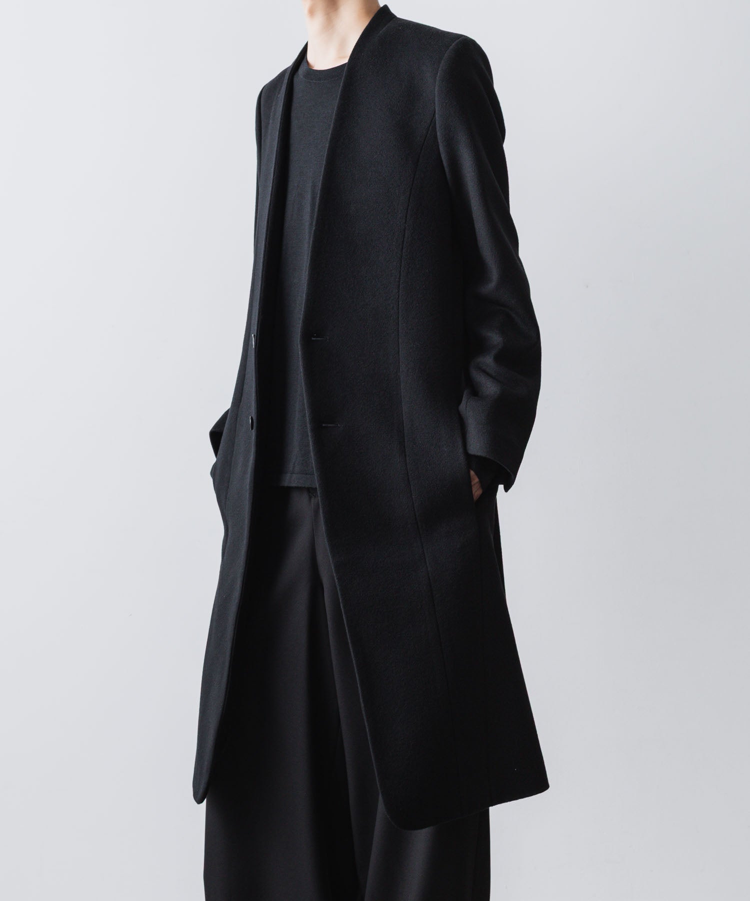 ato(アトウ)のSINGLE CHARME NO-COLLAR COAT - BLACKの公式通販サイトsession福岡セレクトショップ