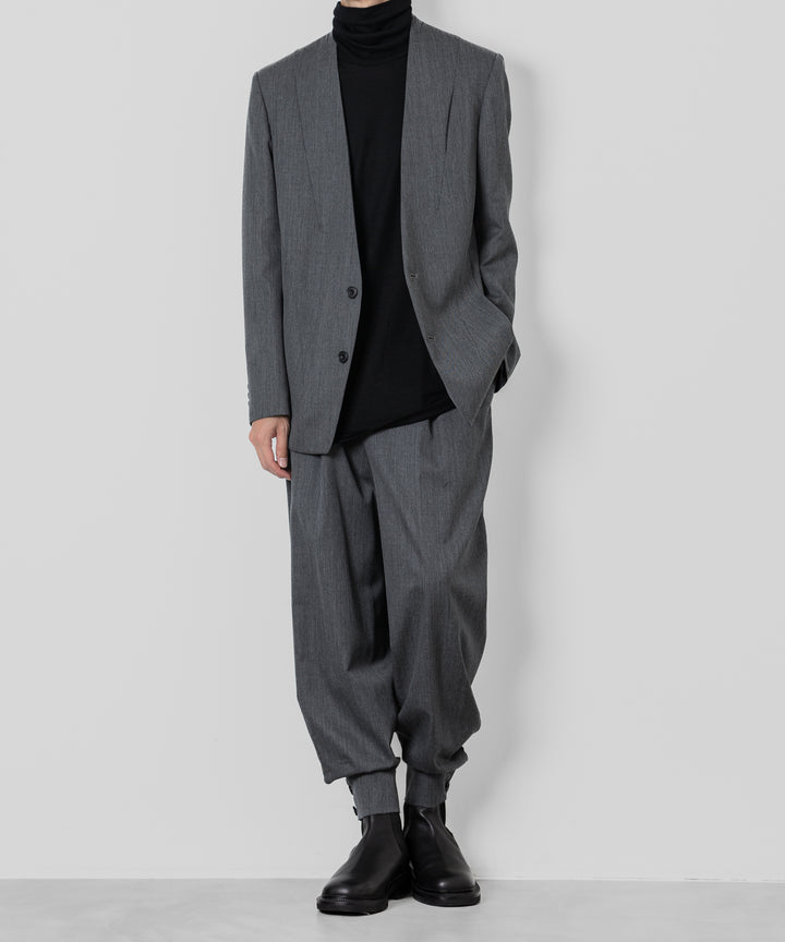 ato(アトウ)のWOOL TWILL NO COLLAR JACKETのCHARCOAL
