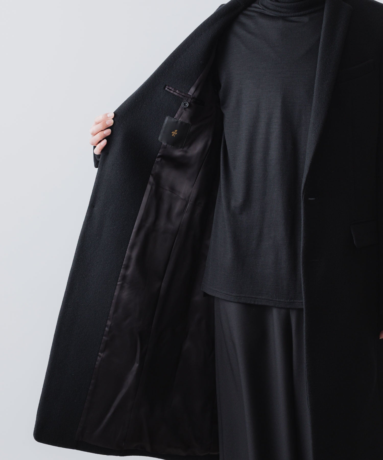 ato(アトウ)のENGLAND LAMB CHESTERFIELD COAT - BLACKの公式通販サイトsession福岡セレクトショップ