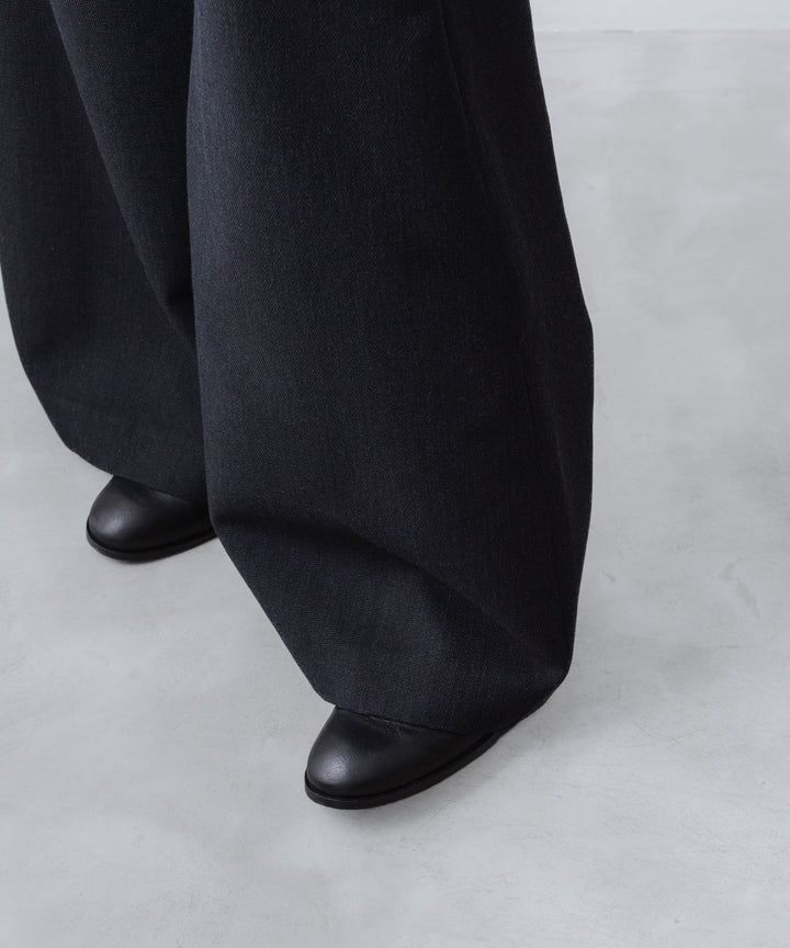 【ato】　RECYCLE POLYESTER/WOOL WIDE FLAIR PANTS - BLACK