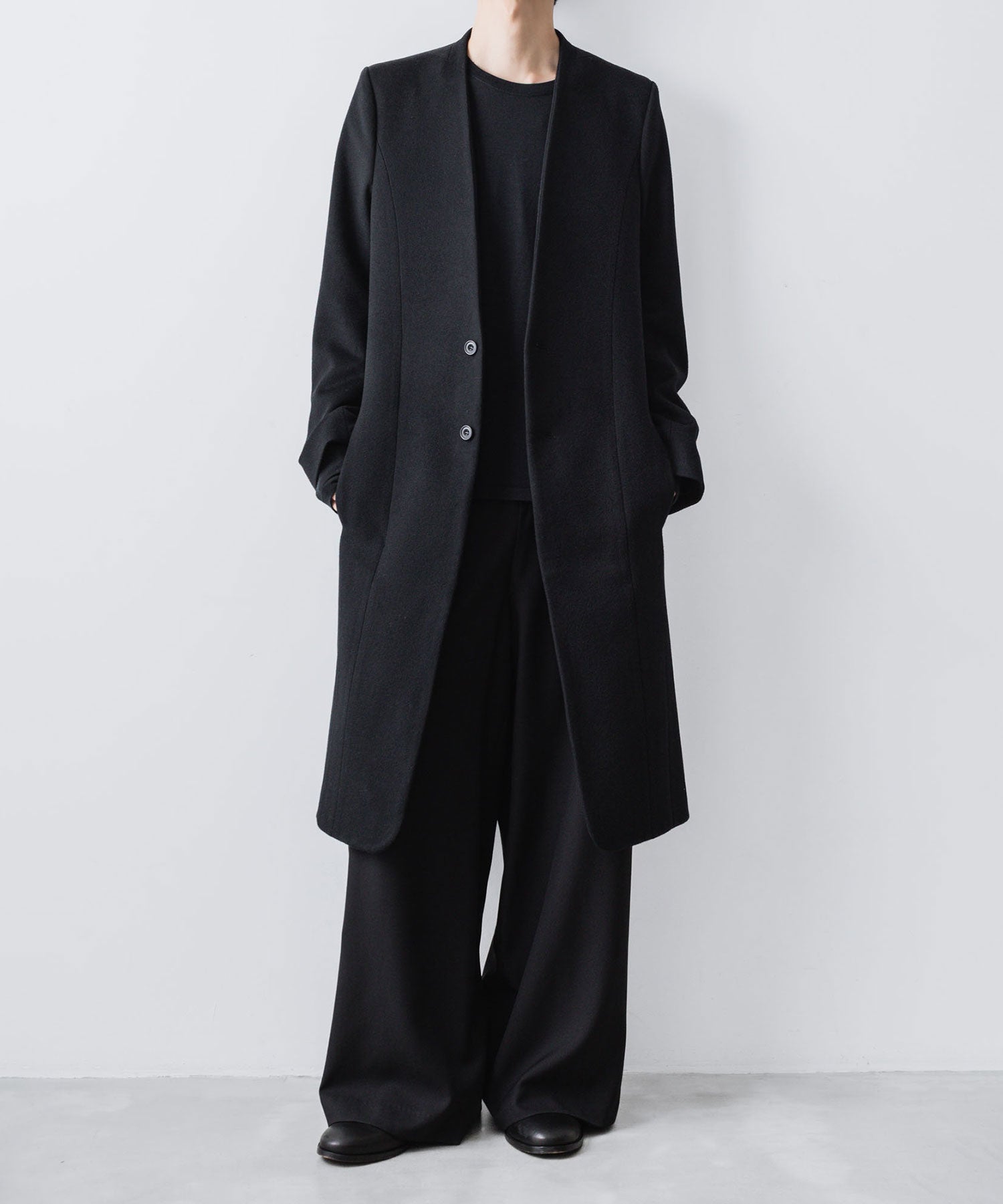 ato(アトウ)のSINGLE CHARME NO-COLLAR COAT - BLACKの公式通販サイトsession福岡セレクトショップ