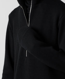 【ato】STAND COLLAR ZIP PULLOVER - BLACK