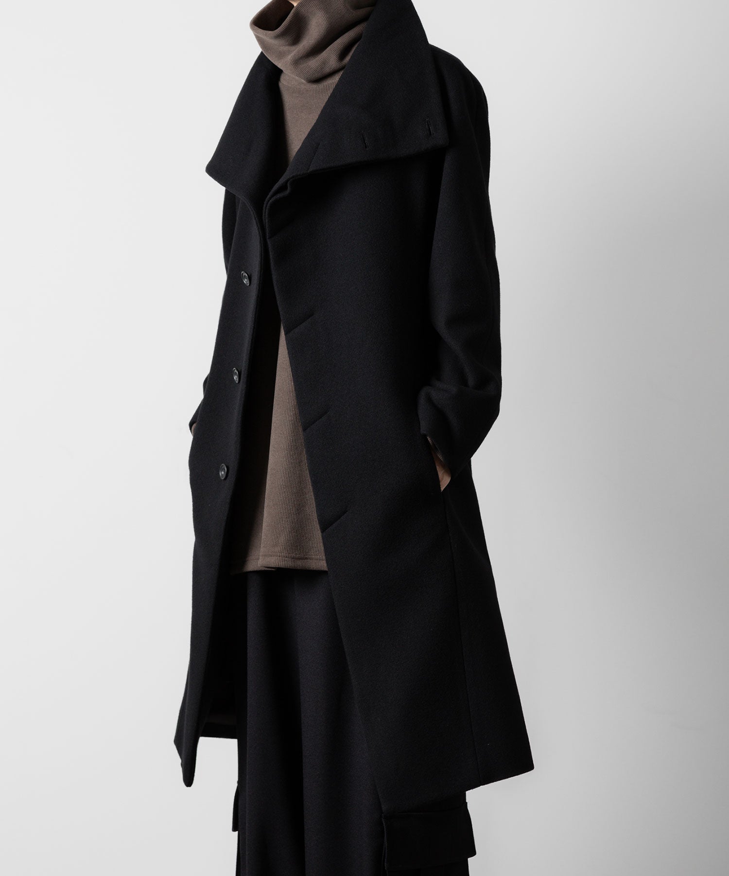 ato(アトウ)のENGLAND LAMB MELTON STAND COLLAR COAT - BLACKの公式通販サイトsession福岡セレクトショップ