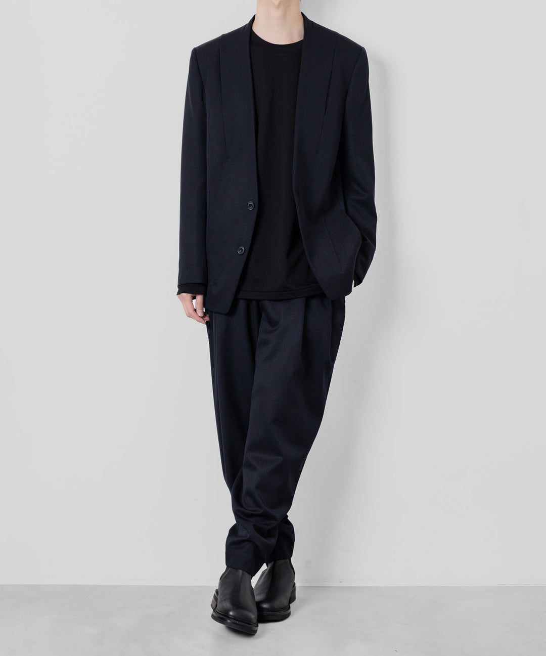 【ato】ato(アトウ)のWOOL TWILL NO COLLAR JACKET - NAVY 公式通販サイトsession福岡セレクトショップ