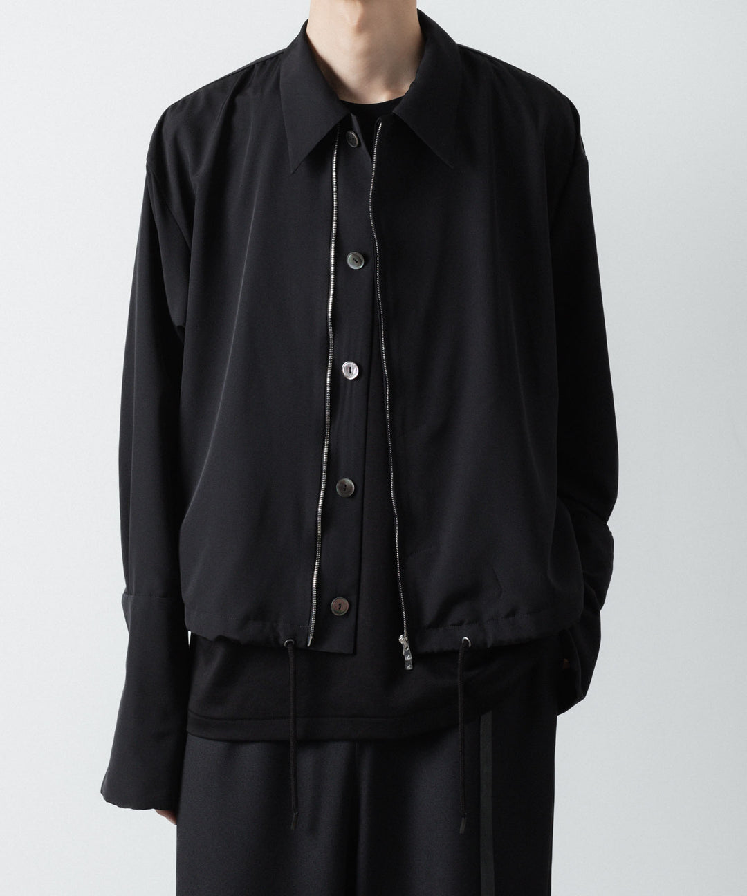 ato(アトウ)のDOUBLE CUFFS ZIP SHIRT - BLACKの公式通販サイトsession福岡セレクトショップ