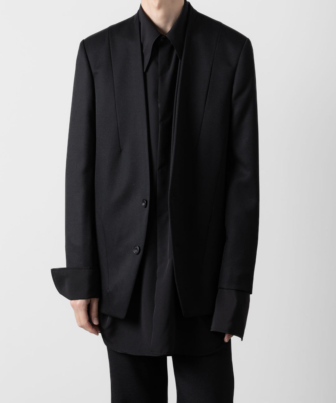ato(アトウ)のOVERSIZED DOUBLE CUFFS SHIRT - BLACKの公式通販サイトsession福岡セレクトショップ