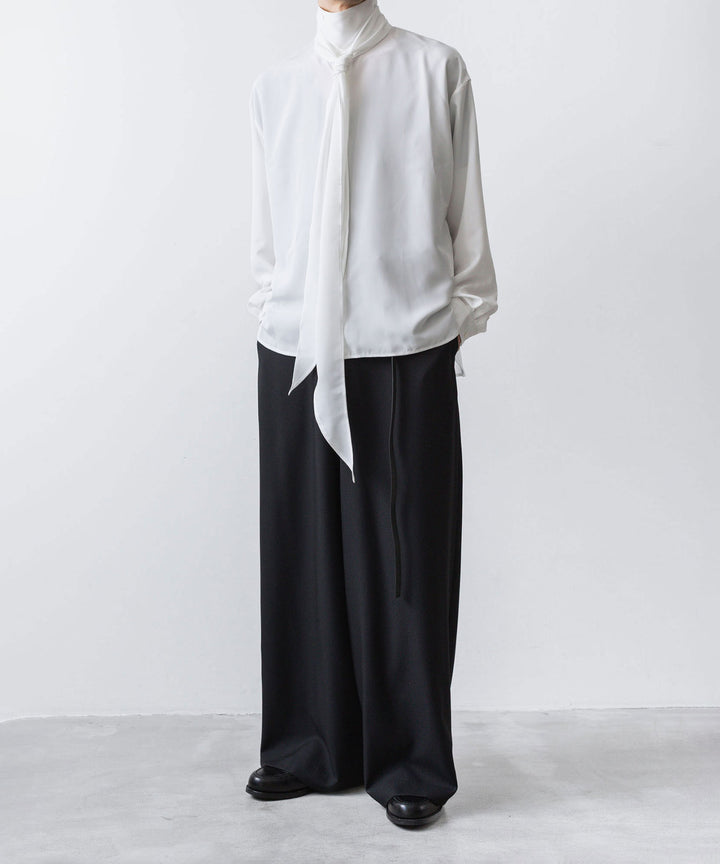 ato(アトウ)のCREPE DE CHINE  SHORT SCARF SHIRT - WHITEの公式通販サイトsession福岡セレクトショップ