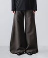 【ato】　RECYCLE POLYESTER/WOOL WIDE FLAIR PANTS - GRAIGE