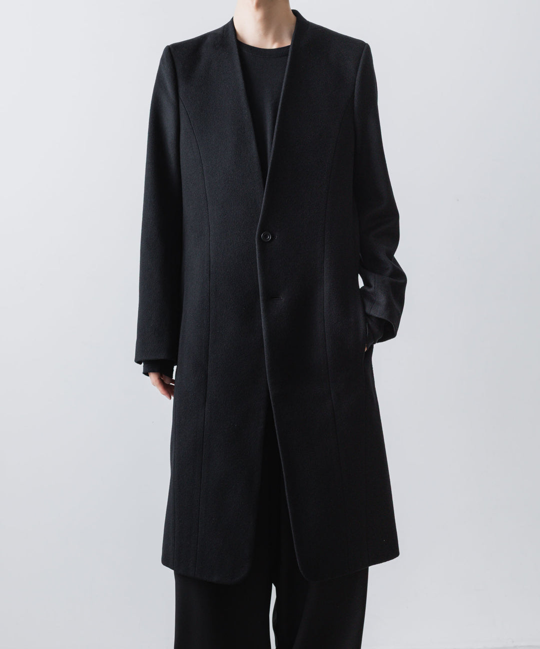 ato(アトウ)のSINGLE CHARME NO-COLLAR COAT - BLACKの公式通販サイトsession福岡セレクトショップ