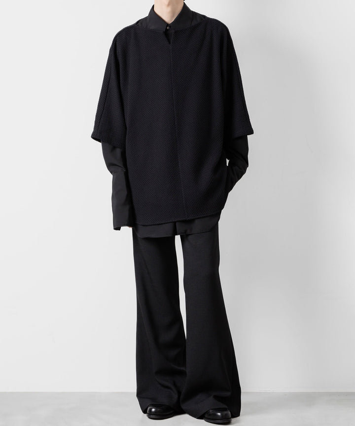 【ato】SLUB TWEED FLAIR PANTS - BLACK
