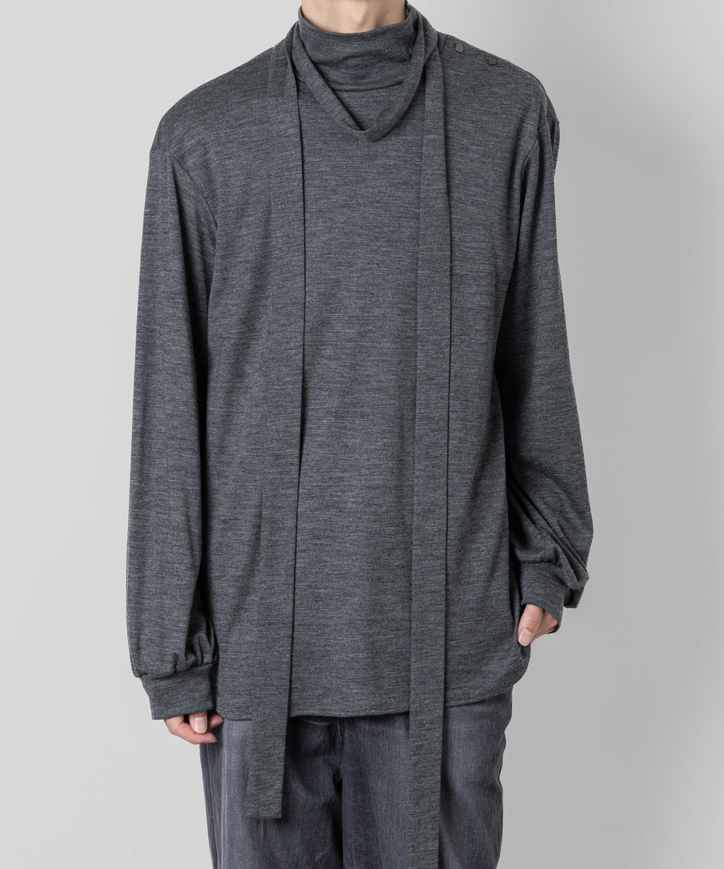 ato(アトウ)のSTAND COLLAR JERSEY WITH STALLのCHARCOAL