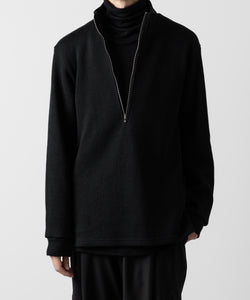 【ato】STAND COLLAR ZIP PULLOVER - BLACK