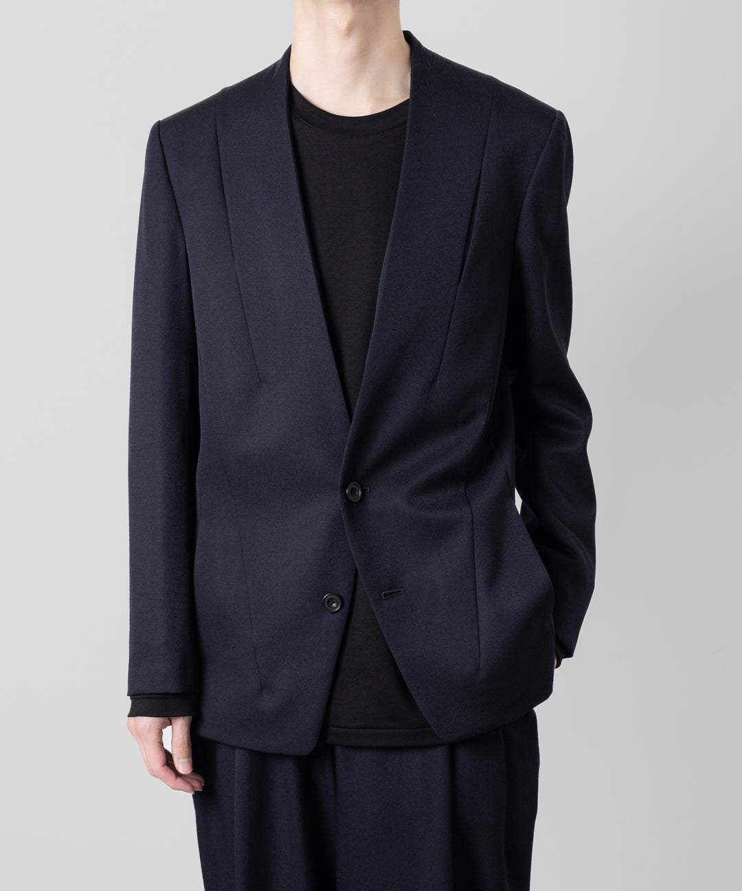 【ato】ato(アトウ)のWOOL TWILL NO COLLAR JACKET - NAVY 公式通販サイトsession福岡セレクトショップ