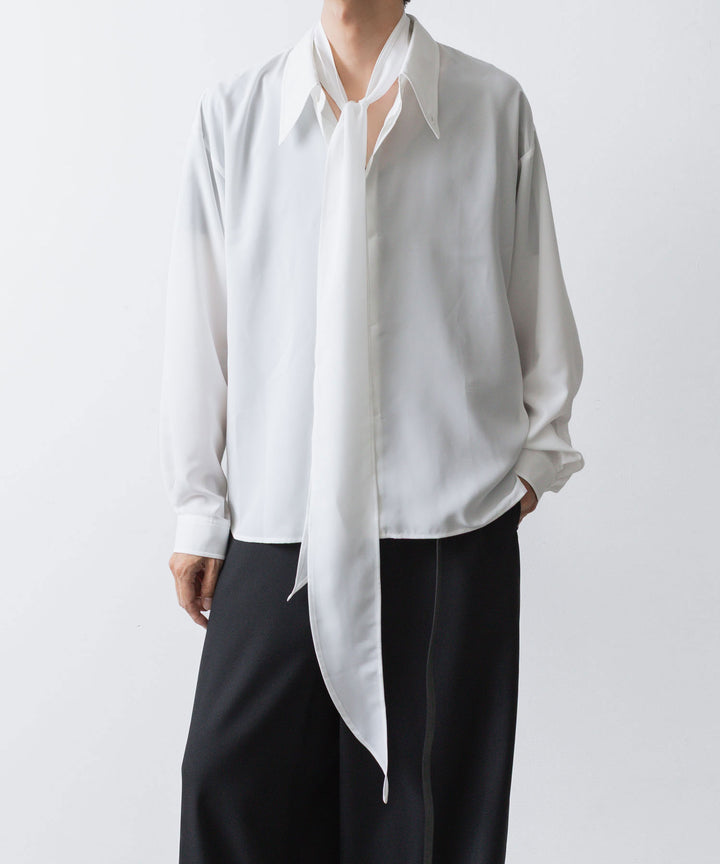 ato(アトウ)のCREPE DE CHINE  SHORT SCARF SHIRT - WHITEの公式通販サイトsession福岡セレクトショップ