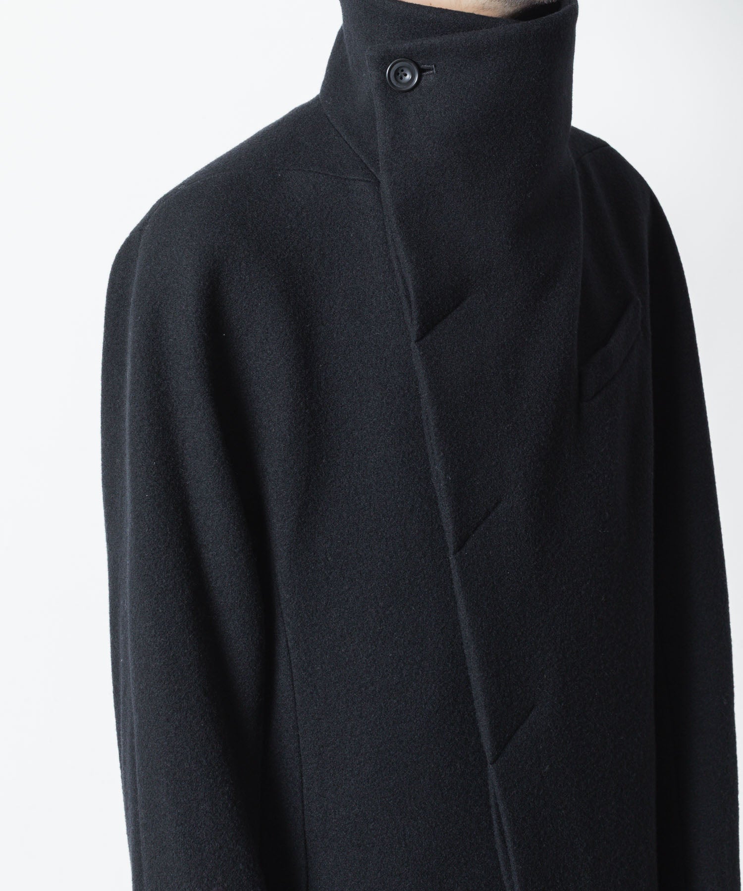 ato(アトウ)のENGLAND LAMB MELTON STAND COLLAR COAT - BLACKの公式通販サイトsession福岡セレクトショップ