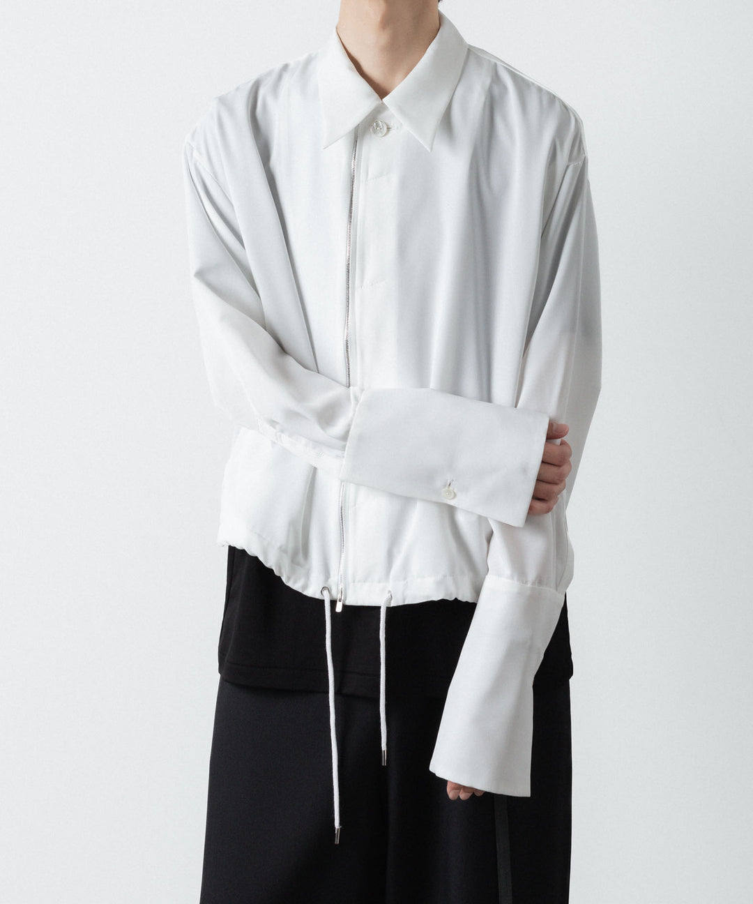 ato(アトウ)のDOUBLE CUFFS ZIP SHIRT - WHITEの公式通販サイトsession福岡セレクトショップ