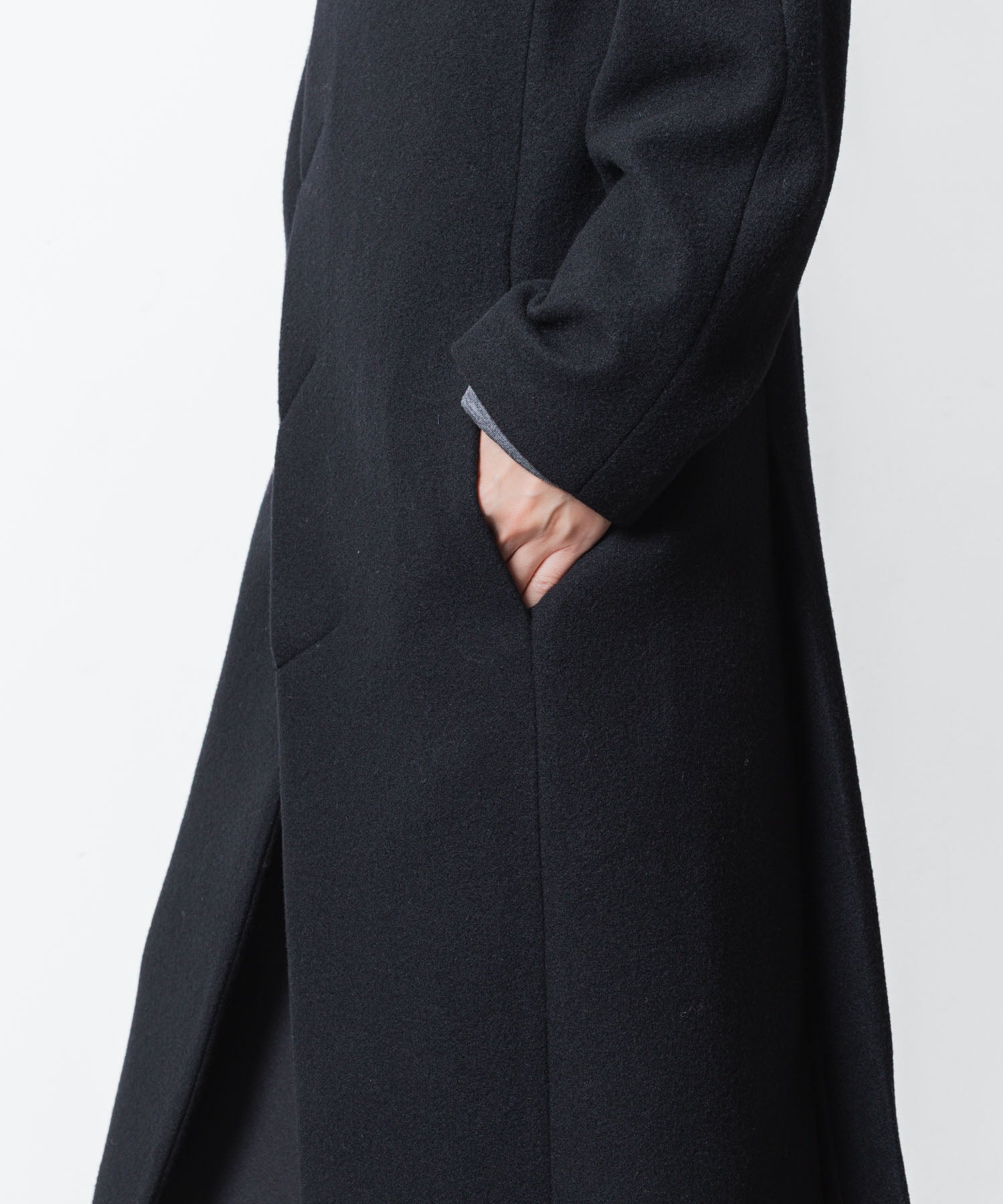 ato(アトウ)のENGLAND LAMB MELTON STAND COLLAR COAT - BLACKの公式通販サイトsession福岡セレクトショップ