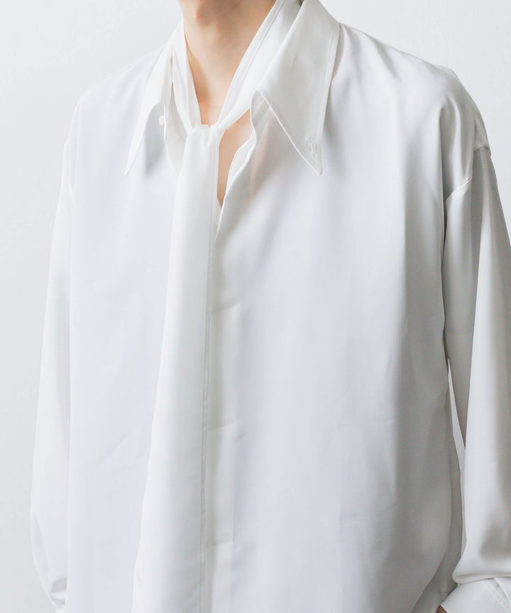 ato(アトウ)のCREPE DE CHINE  SHORT SCARF SHIRT - WHITEの公式通販サイトsession福岡セレクトショップ