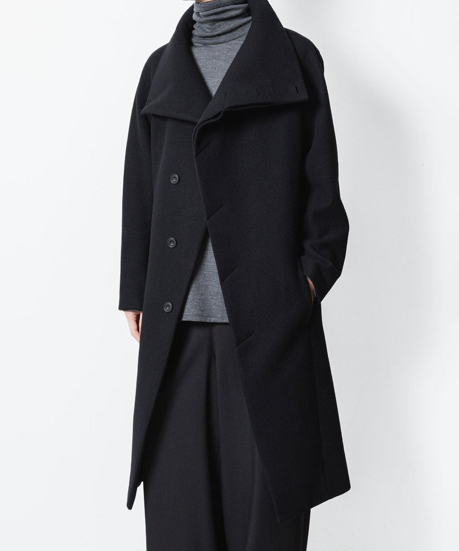 ato(アトウ)のENGLAND LAMB MELTON STAND COLLAR COAT - BLACKの公式通販サイトsession福岡セレクトショップ