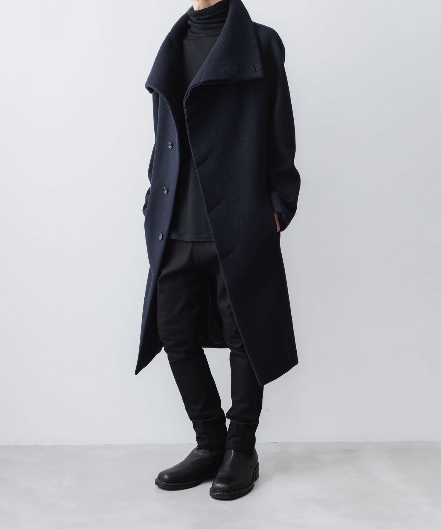 ato(アトウ)のENGLAND LAMB MELTON STAND COLLAR COAT -  NAVYの公式通販サイトsession福岡セレクトショップ