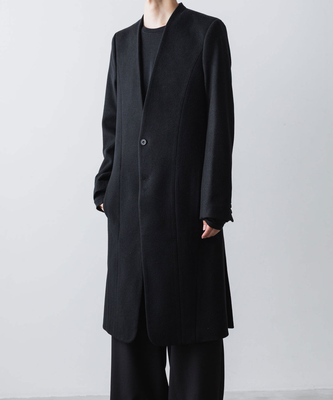 ato(アトウ)のSINGLE CHARME NO-COLLAR COAT - BLACKの公式通販サイトsession福岡セレクトショップ