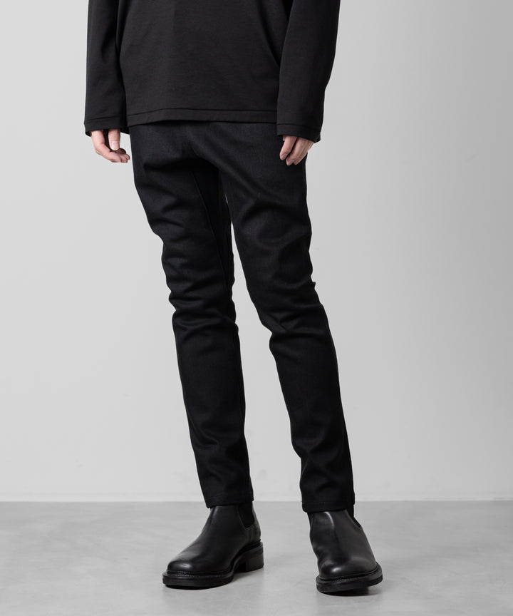 ato(アトウ)のSTRETCH DENIM SARROUEL PANTSのBLACK