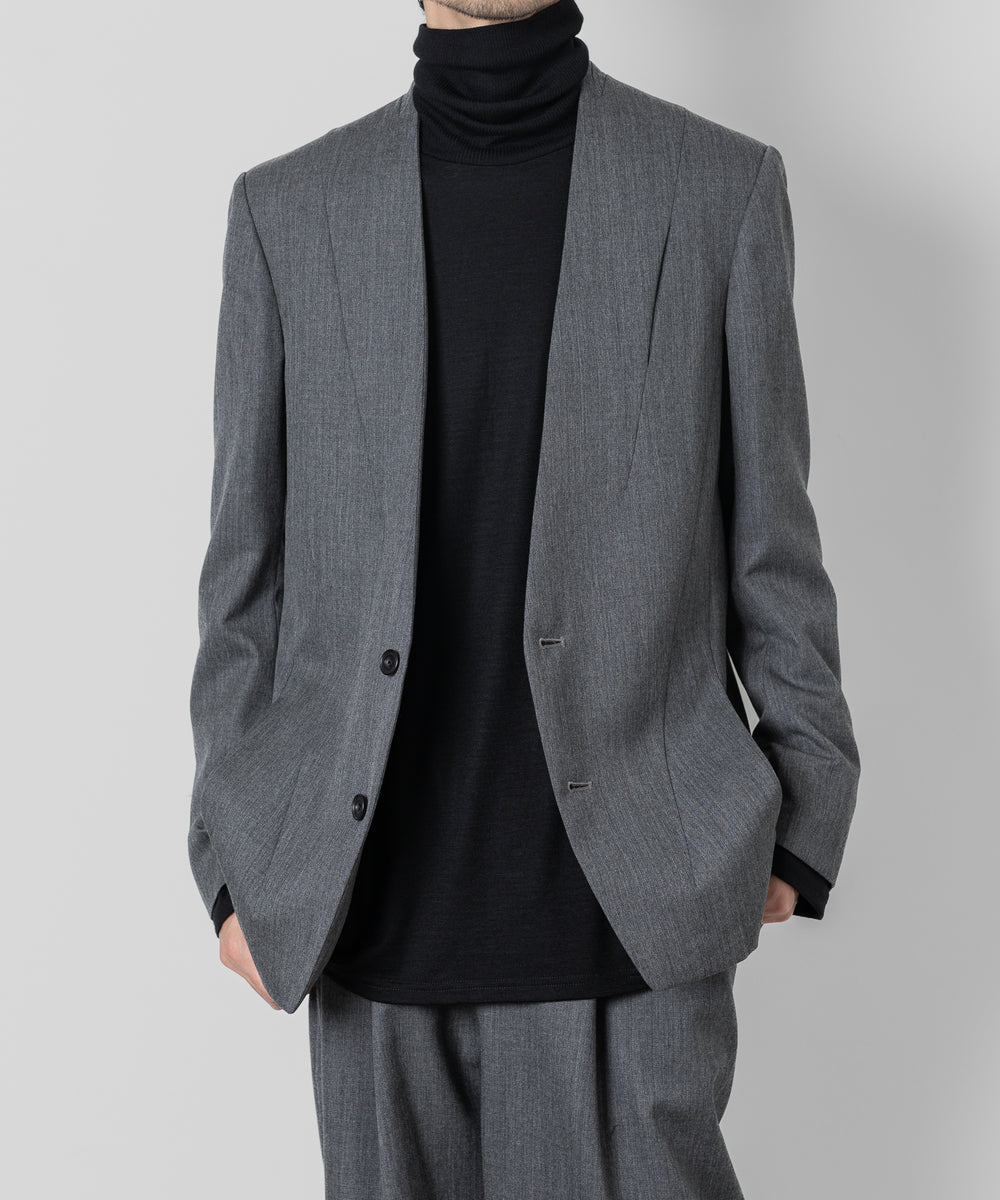 ato(アトウ)のWOOL TWILL NO COLLAR JACKETのCHARCOAL