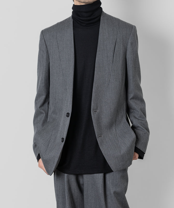 ato(アトウ)のWOOL TWILL NO COLLAR JACKETのCHARCOAL