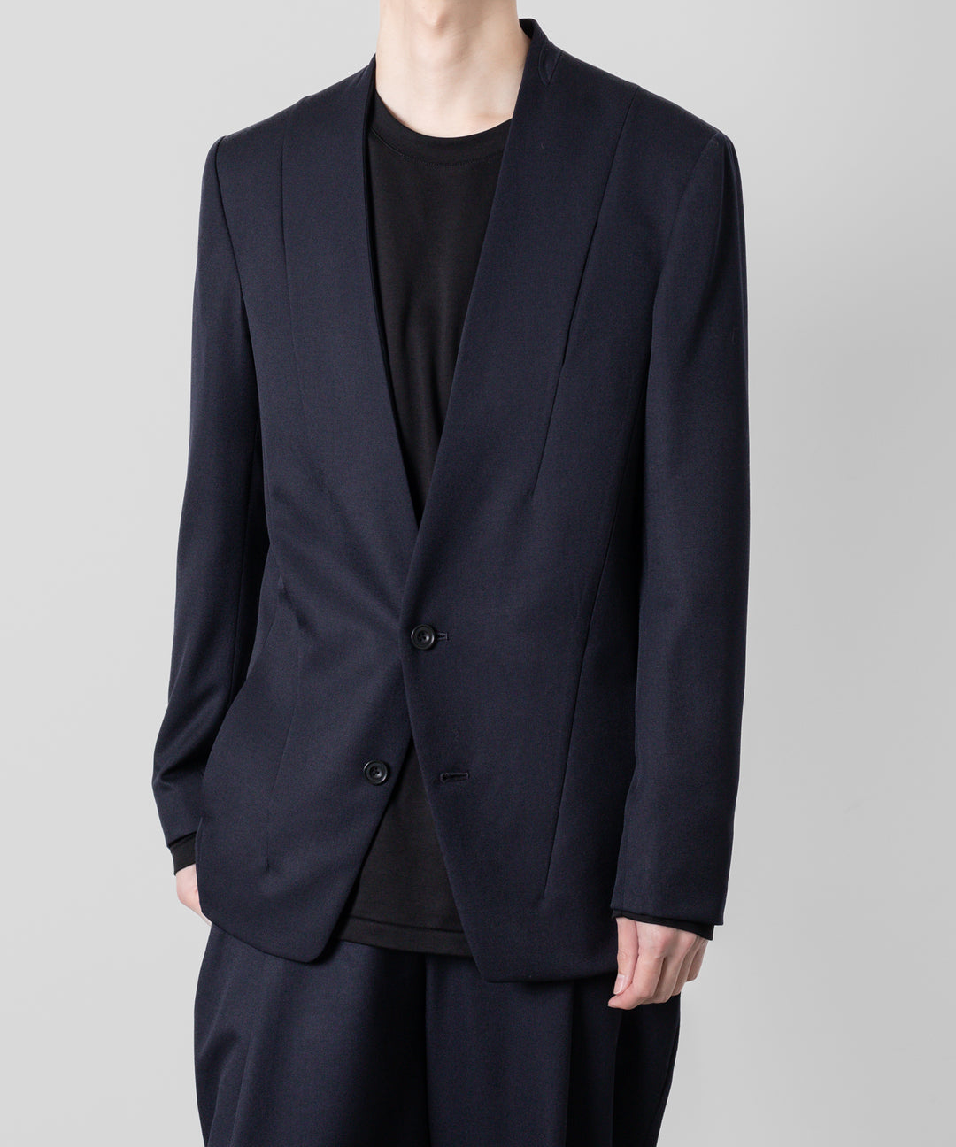 【ato】ato(アトウ)のWOOL TWILL NO COLLAR JACKET - NAVY 公式通販サイトsession福岡セレクトショップ