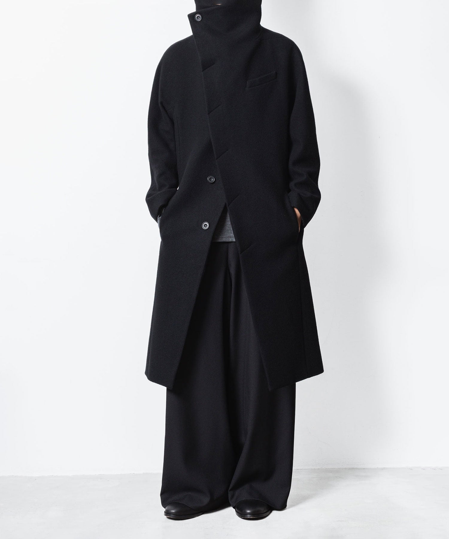 ato(アトウ)のENGLAND LAMB MELTON STAND COLLAR COAT - BLACKの公式通販サイトsession福岡セレクトショップ