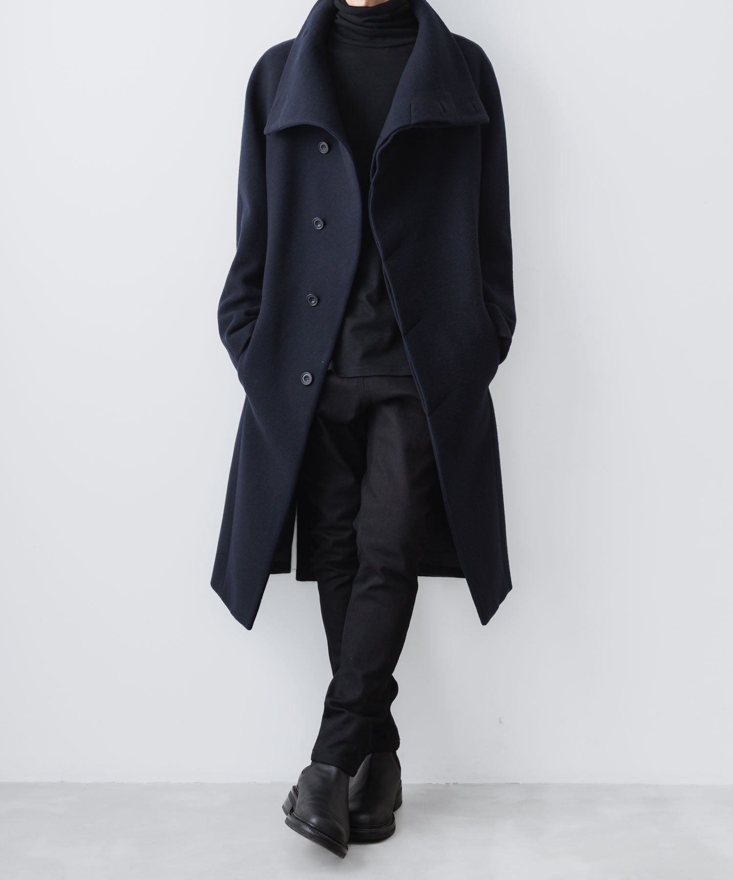 ato(アトウ)のENGLAND LAMB MELTON STAND COLLAR COAT -  NAVYの公式通販サイトsession福岡セレクトショップ