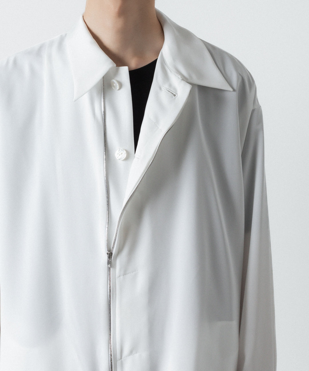 ato(アトウ)のDOUBLE CUFFS ZIP SHIRT - WHITEの公式通販サイトsession福岡セレクトショップ