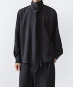 画像をギャラリービューアに読み込む, ato(アトウ)のCREPE DE CHINE  SHORT SCARF SHIRT - BLACKの公式通販サイトsession福岡セレクトショップ
