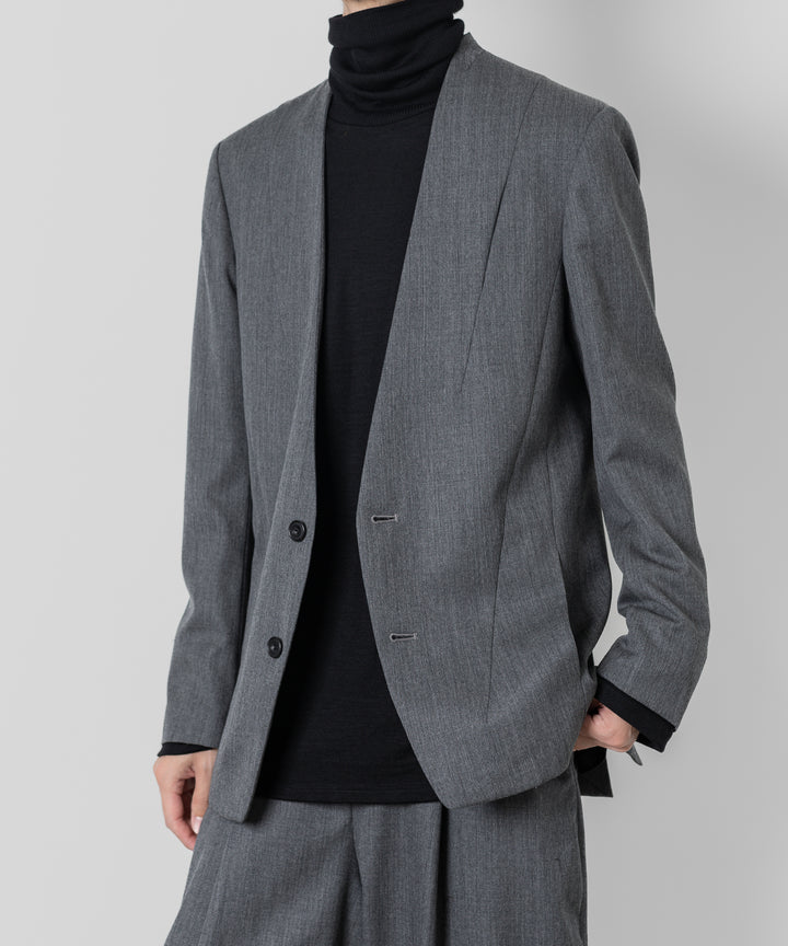 ato(アトウ)のWOOL TWILL NO COLLAR JACKETのCHARCOAL