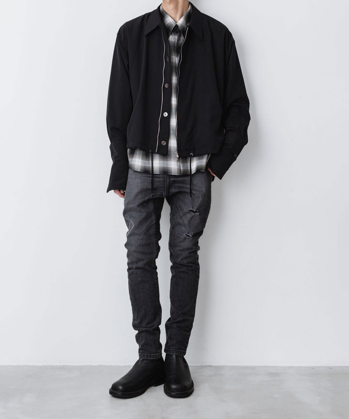 ato(アトウ)の23awコレクションのDAMAGED STRETCH SARROUEL DENIM PANTSのBLACK