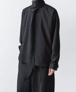 画像をギャラリービューアに読み込む, ato(アトウ)のCREPE DE CHINE  SHORT SCARF SHIRT - BLACKの公式通販サイトsession福岡セレクトショップ
