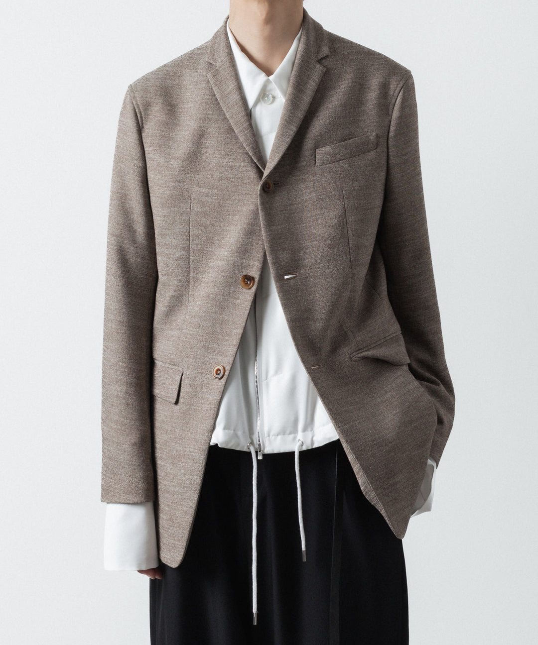 ato(アトウ)のDOUBLE CUFFS ZIP SHIRT - WHITEの公式通販サイトsession福岡セレクトショップ