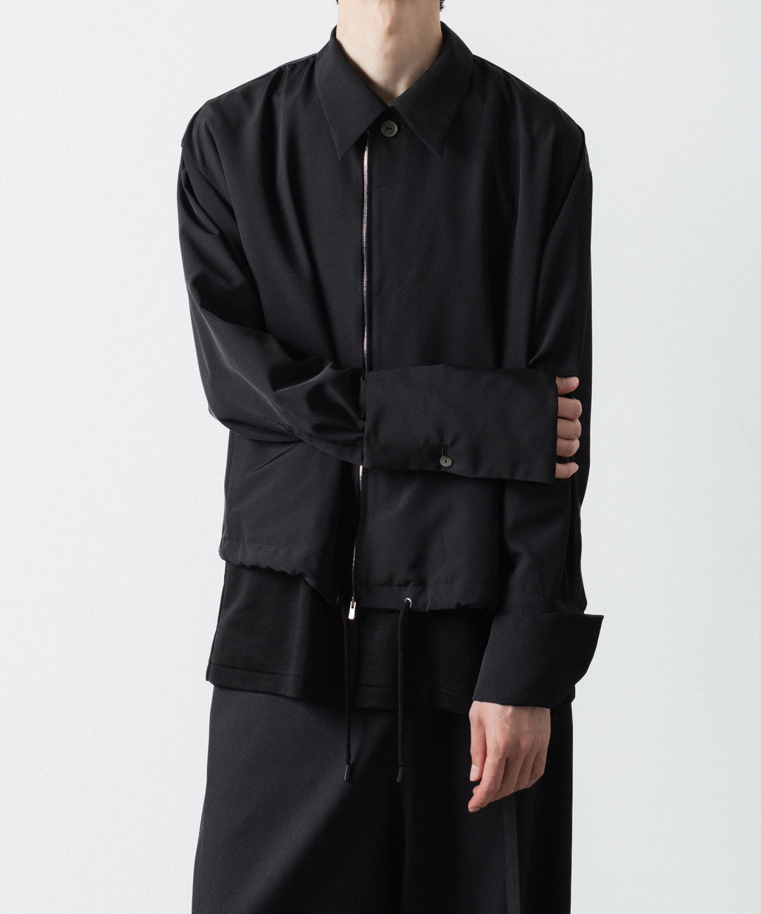 ato(アトウ)のDOUBLE CUFFS ZIP SHIRT - BLACKの公式通販サイトsession福岡セレクトショップ