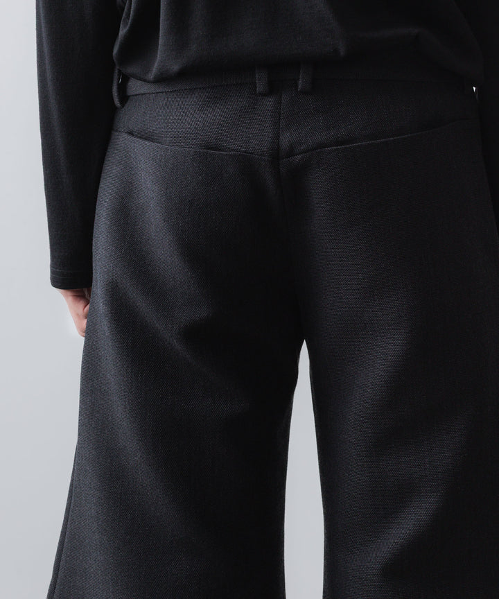 ato(アトウ)のRECYCLE POLYESTER/WOOL WIDE FLAIR PANTS - BLACKの公式通販サイトsession福岡セレクトショップ