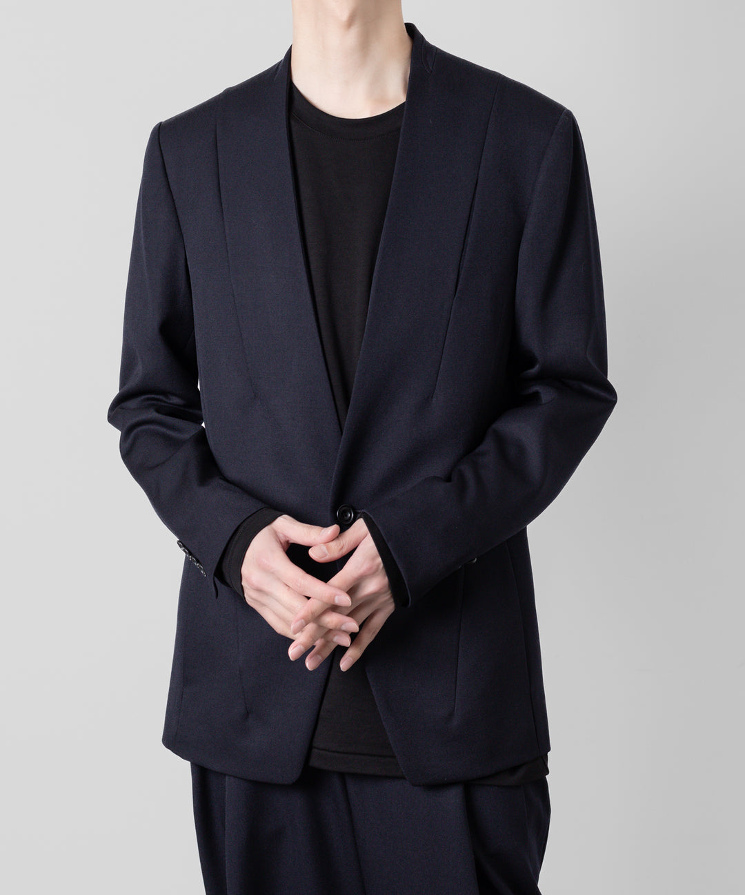 【ato】ato(アトウ)のWOOL TWILL NO COLLAR JACKET - NAVY 公式通販サイトsession福岡セレクトショップ