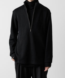 【ato】STAND COLLAR ZIP PULLOVER - BLACK