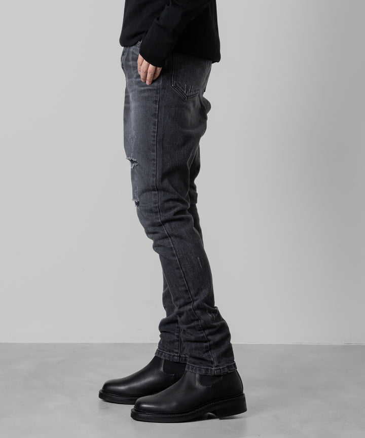 ato(アトウ)の23awコレクションのDAMAGED STRETCH SARROUEL DENIM PANTSのBLACK