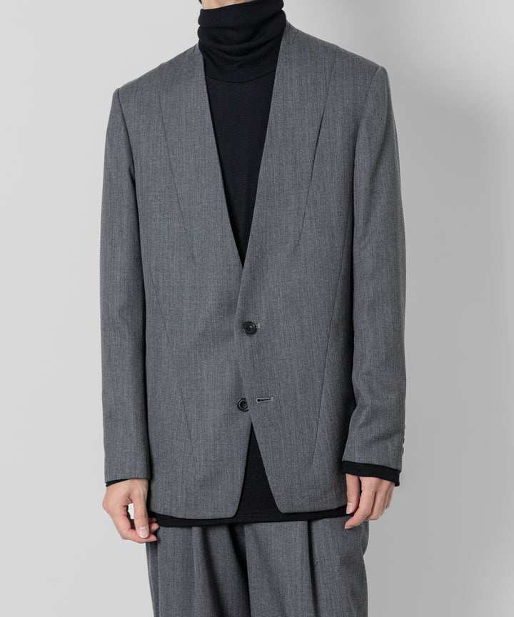 ato(アトウ)のWOOL TWILL NO COLLAR JACKETのCHARCOAL