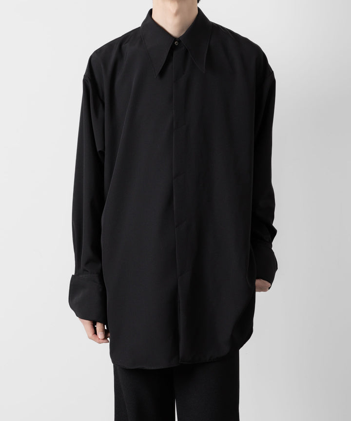 ato(アトウ)のOVERSIZED DOUBLE CUFFS SHIRT - BLACKの公式通販サイトsession福岡セレクトショップ