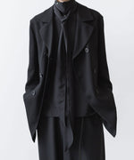 画像をギャラリービューアに読み込む, ato(アトウ)のCREPE DE CHINE  SHORT SCARF SHIRT - BLACKの公式通販サイトsession福岡セレクトショップ
